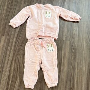 Toddler Girl H&M Light Pink Bunny (Easter) Outfit Set